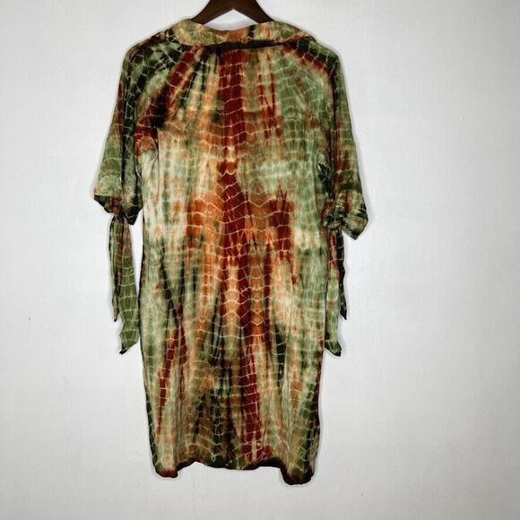 J Gee Green Maroon Tie Dye Short Sleeve Shirt Dress Size Medium - Picture 10 of 10